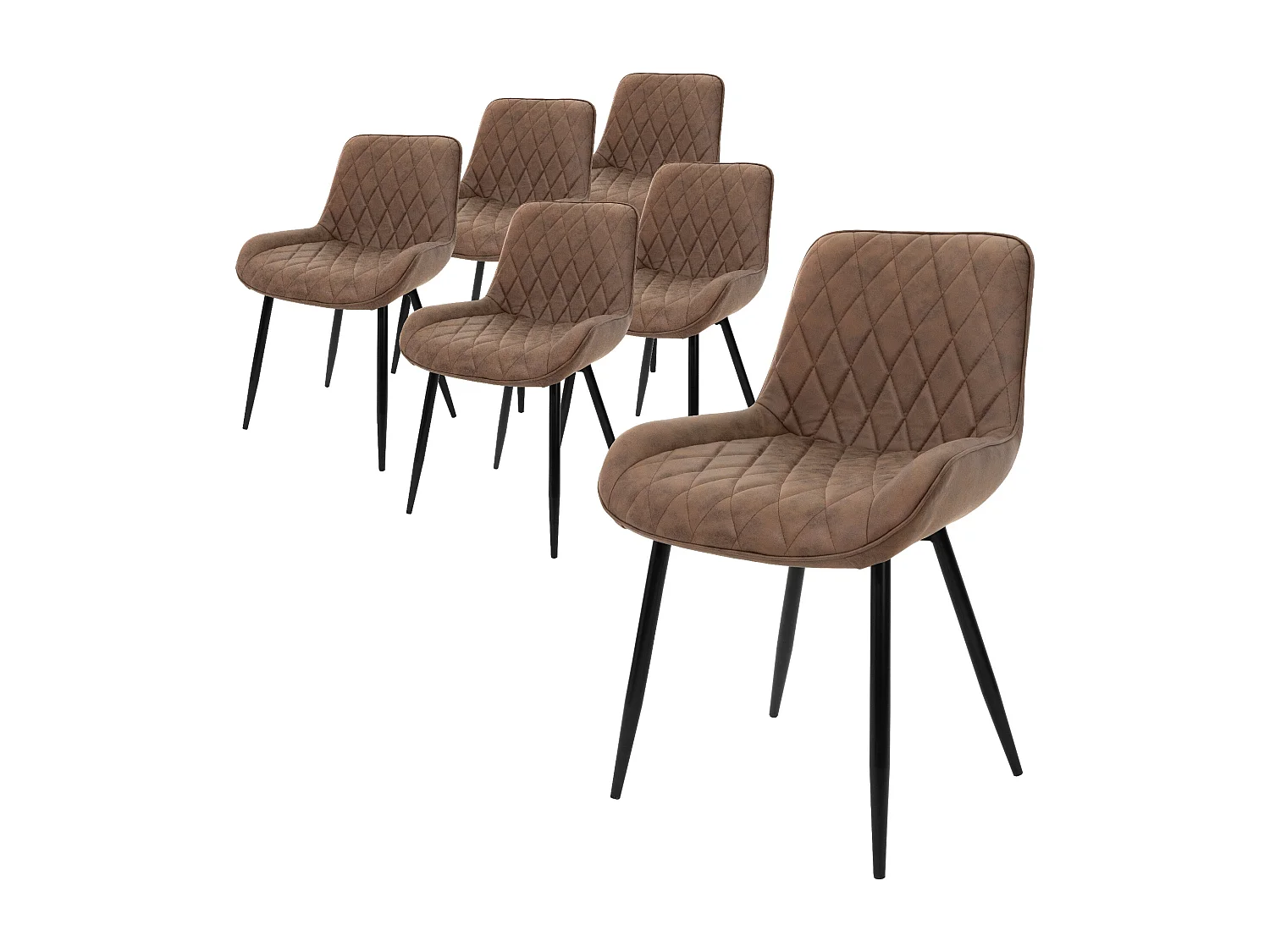 Lot de 6 chaises de salle à manger Chaise de salon Chaise de cuisine Marron Simili cuir PU