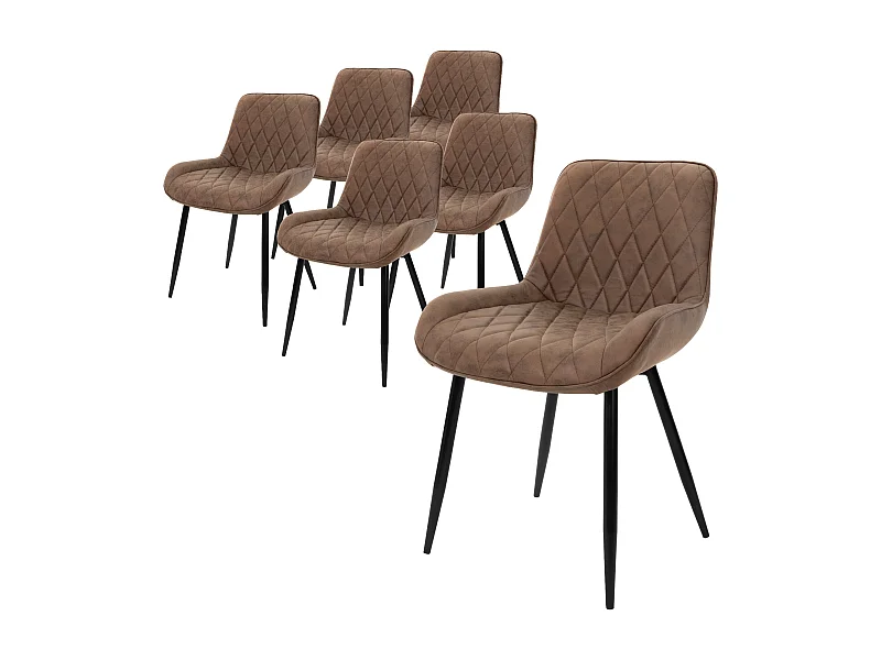 Lot de 6 chaises de salle à manger Chaise de salon Chaise de cuisine Marron Simili cuir PU