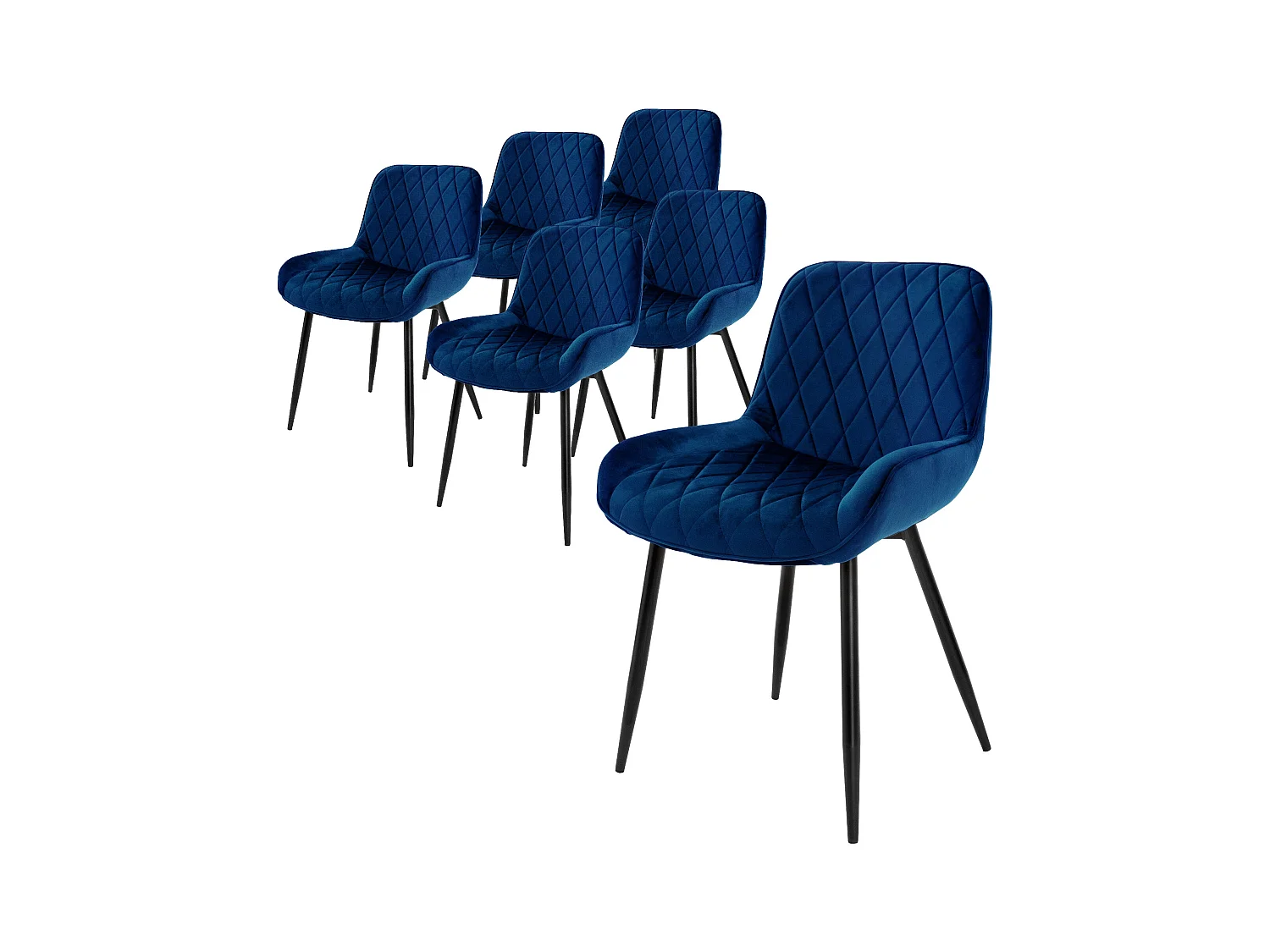 Lot de 6 chaises de salle à manger Chaise de salon Chaise de cuisine Bleu foncé Velours