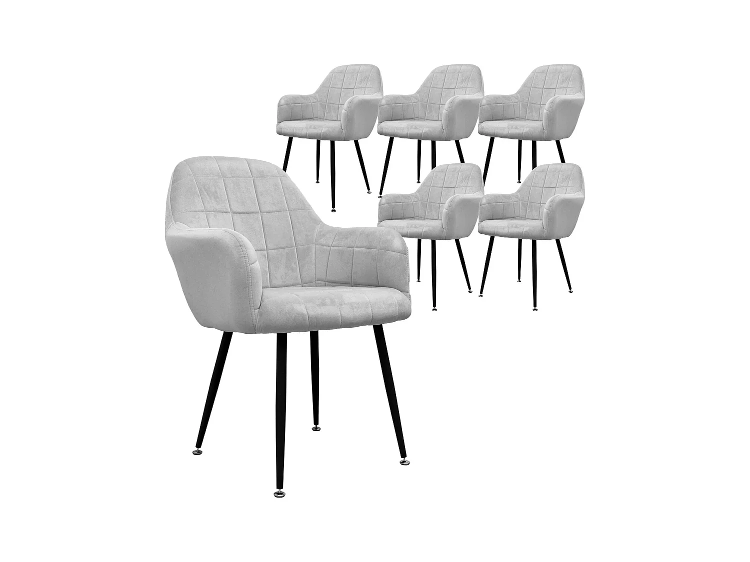 6 x Chaise salle à manger fauteuil bureau avec accoudoirs assise en velours gris