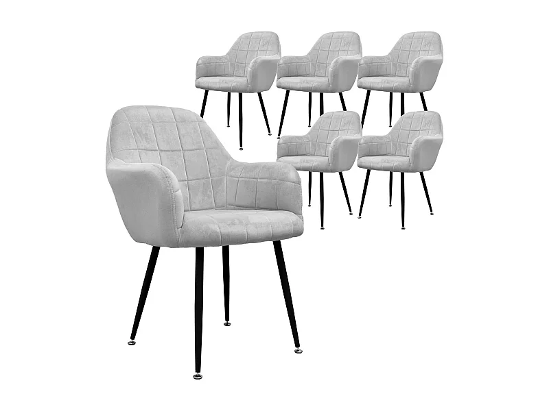 6 x Chaise salle à manger fauteuil bureau avec accoudoirs assise en velours gris