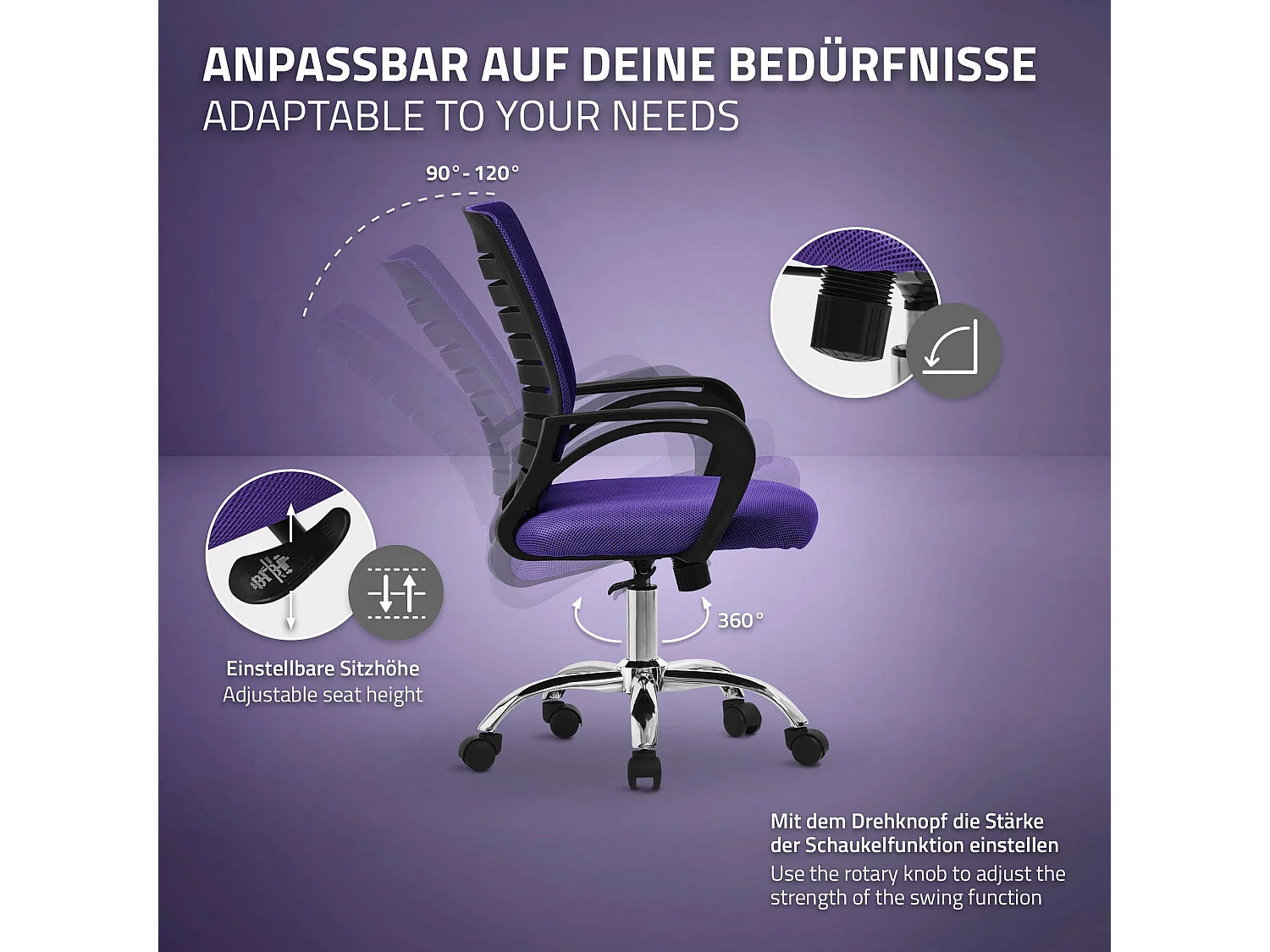 Silla de oficina Silla de escritorio ergonómica Silla de ordenador Silla girator