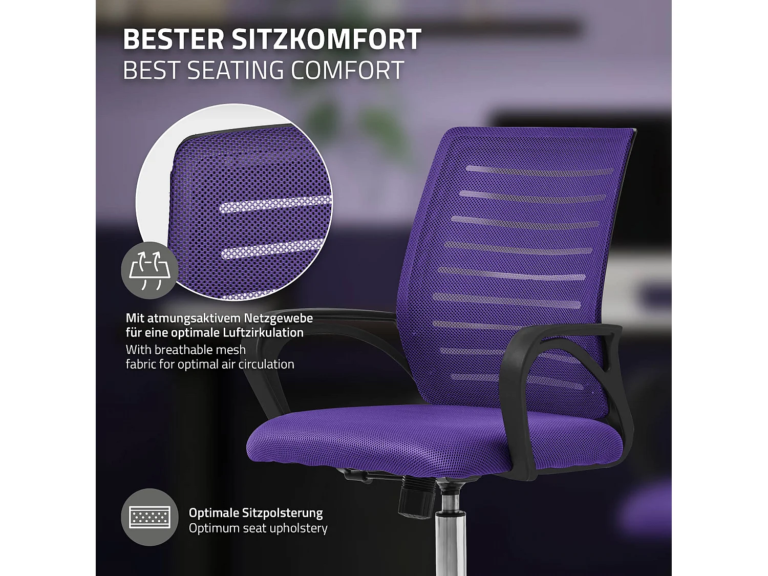 Silla de oficina Silla de escritorio ergonómica Silla de ordenador Silla girator