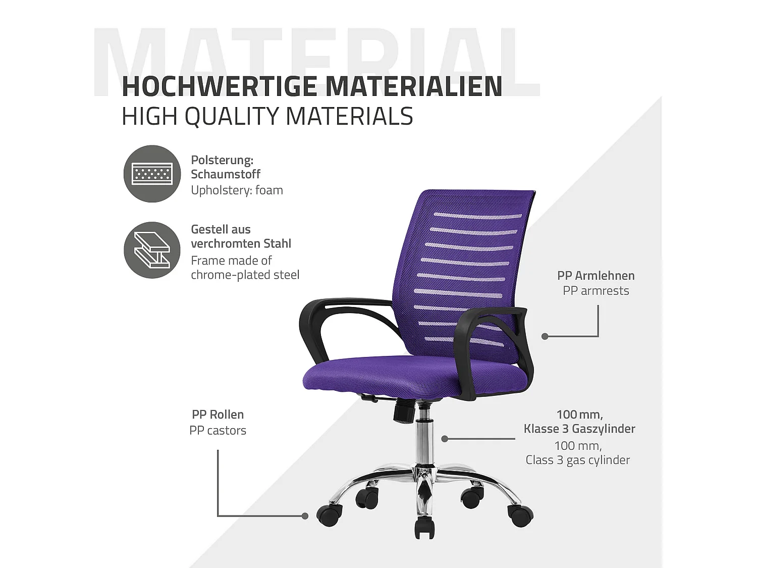 Silla de oficina Silla de escritorio ergonómica Silla de ordenador Silla girator