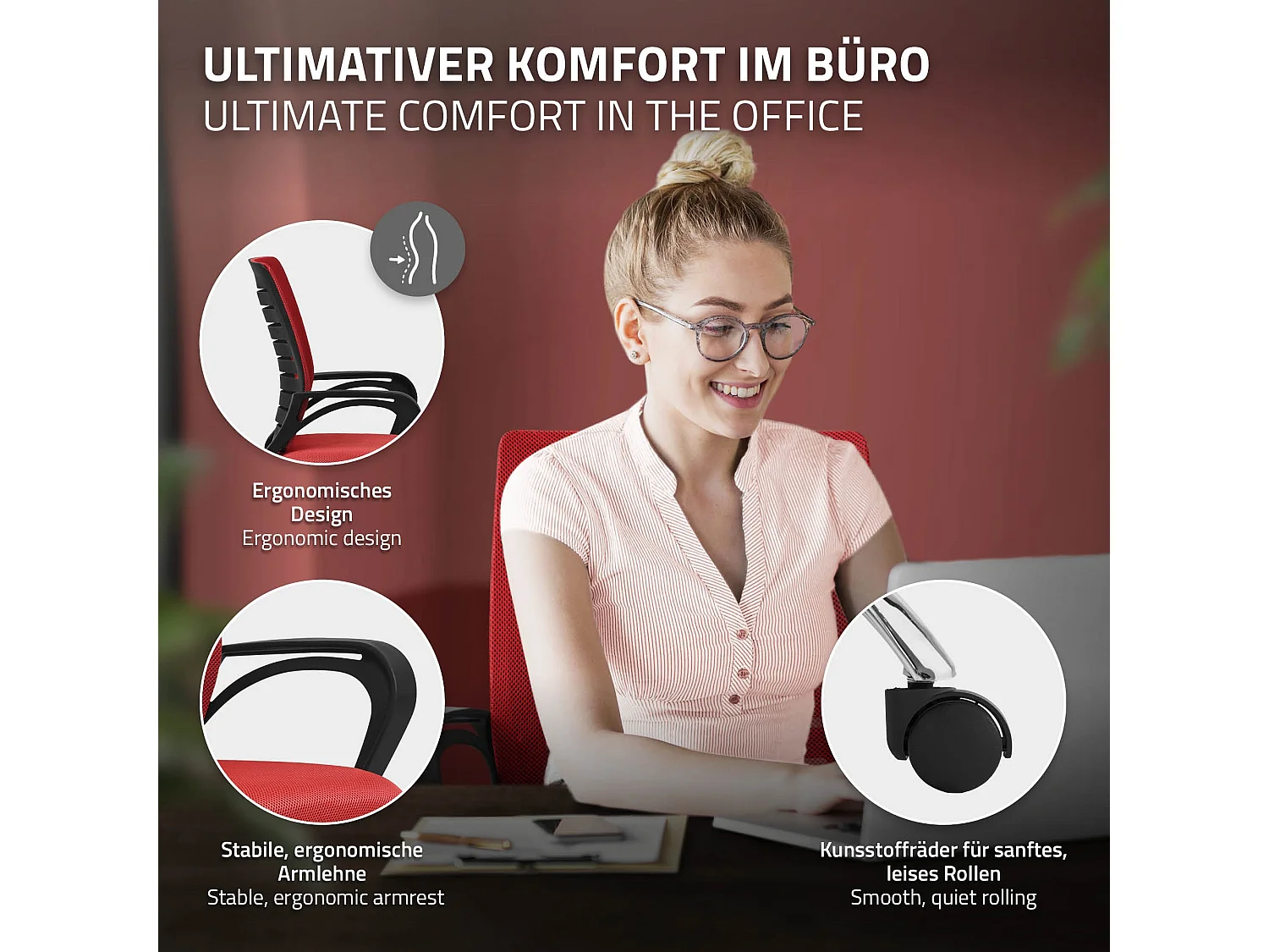 Silla de oficina Silla de escritorio ergonómica Silla de ordenador Silla girator