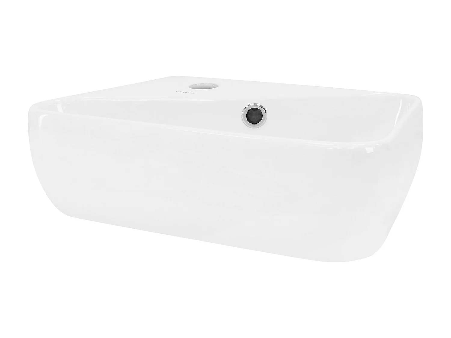 Lavabo à poser angulaire avec garniture vidage en céramique blanc 450x270x130 mm