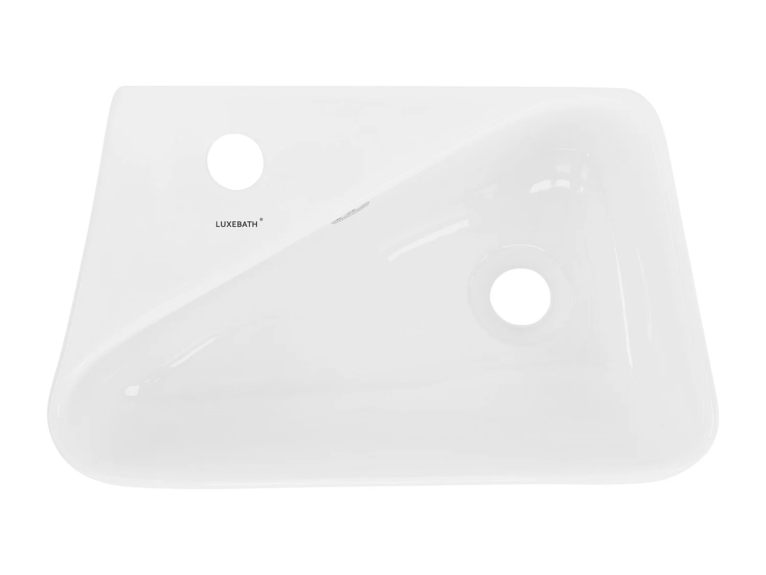 Lavabo à poser angulaire avec garniture vidage en céramique blanc 450x270x130 mm