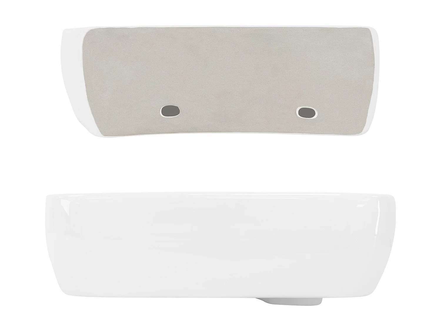 Lavabo à poser angulaire avec garniture vidage en céramique blanc 450x270x130 mm