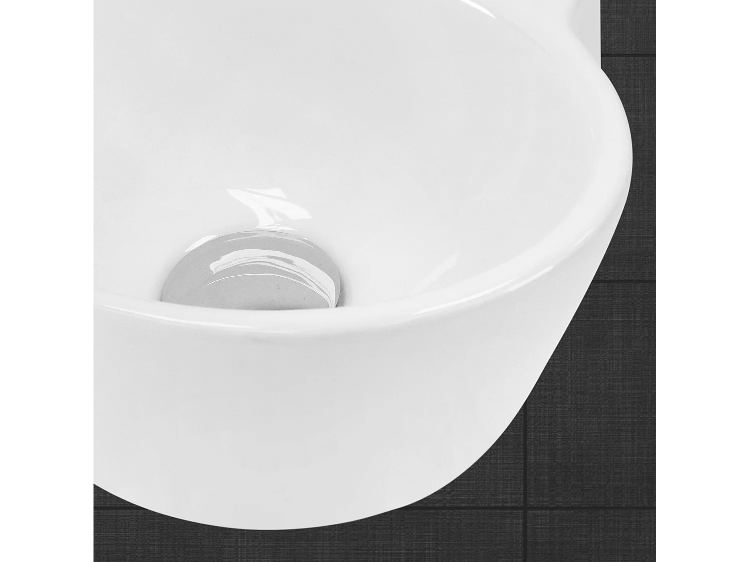 Lavabo ovalado angular cerámico con agujero para grifo en izquierda 37,5x19x14cm