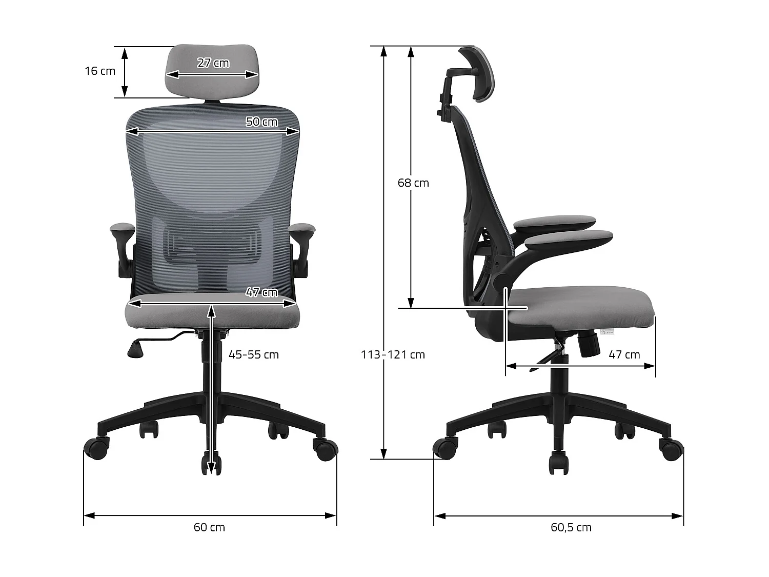 Sedia da ufficio poggiatesta ruote e braccioli funzione inclinazione grigio