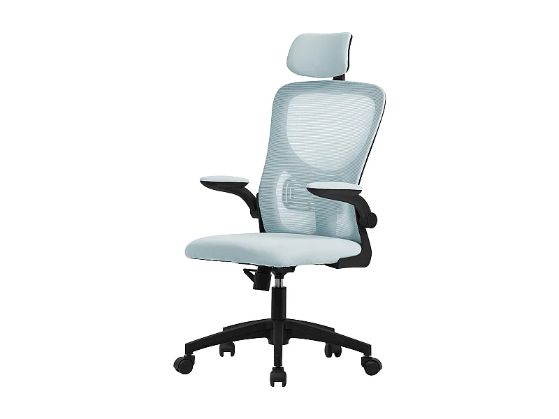 Chaise de bureau gaming ergonomique bleu pivotant en maille appui-tête réglable