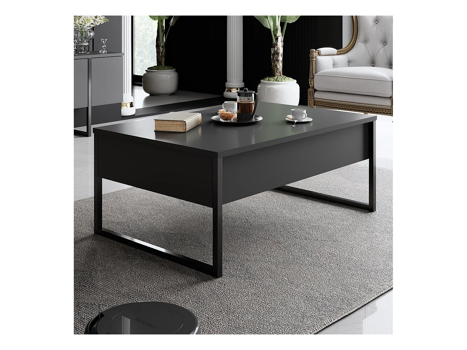 Mesa de café Kailua Z101, Antracita|Negro, 40x60x90cm, Aglomerado laminado, Angular