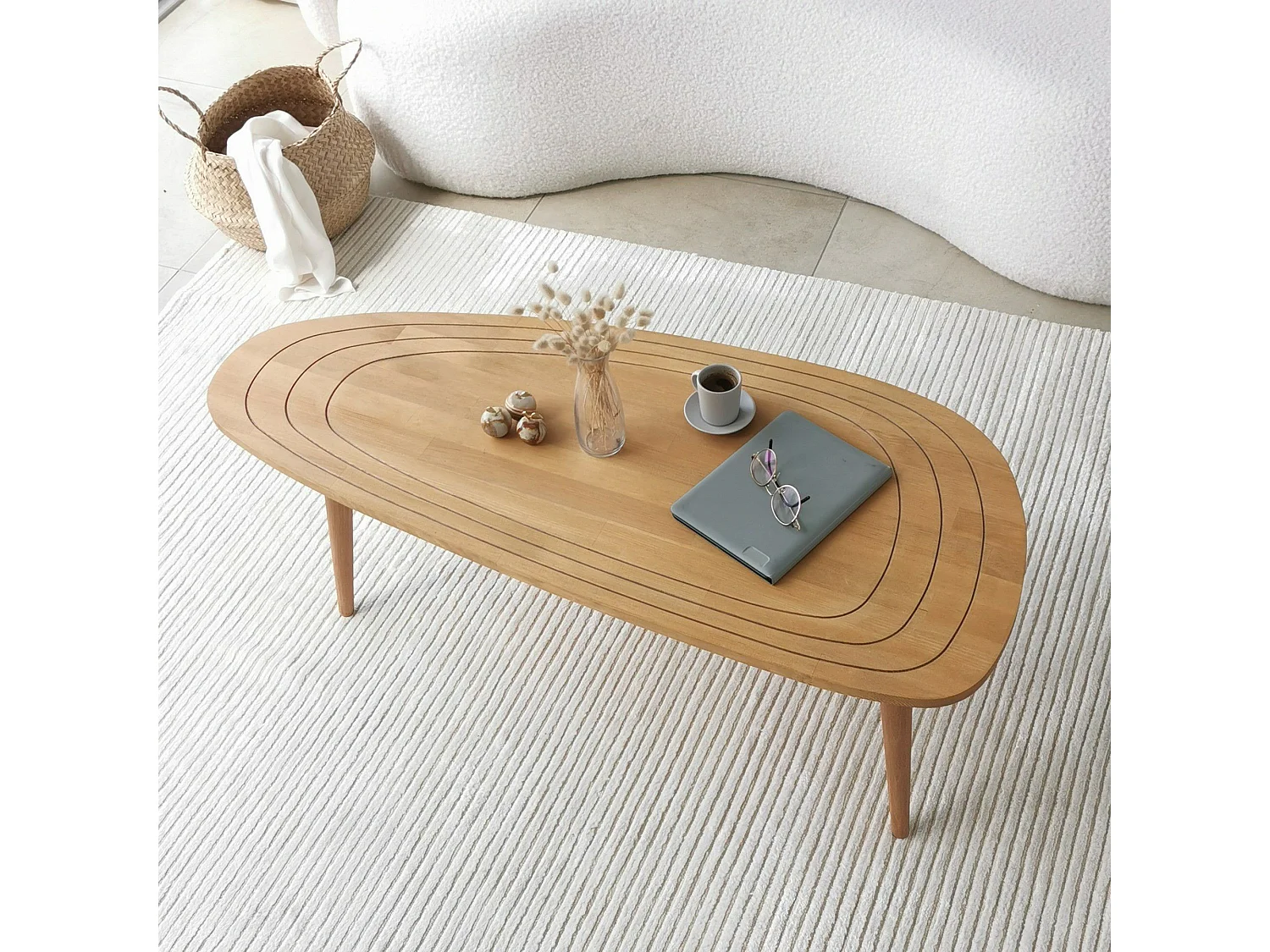 Mesa de café Kailua 1829, Teca, 38x50x115cm, Madera, Ovalada