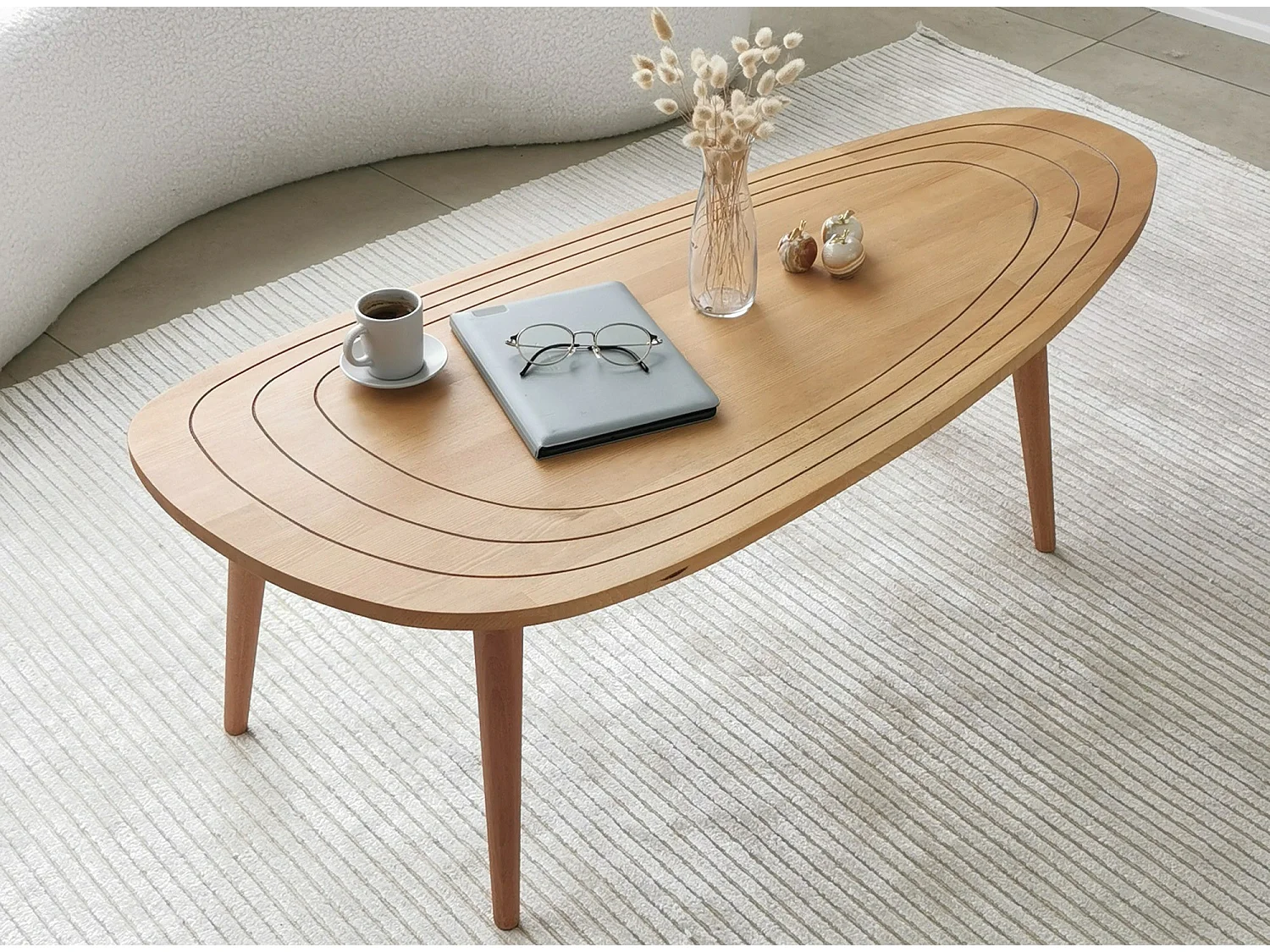 Kira massief houten salontafel 115 cm-Kleur Lichtbruin