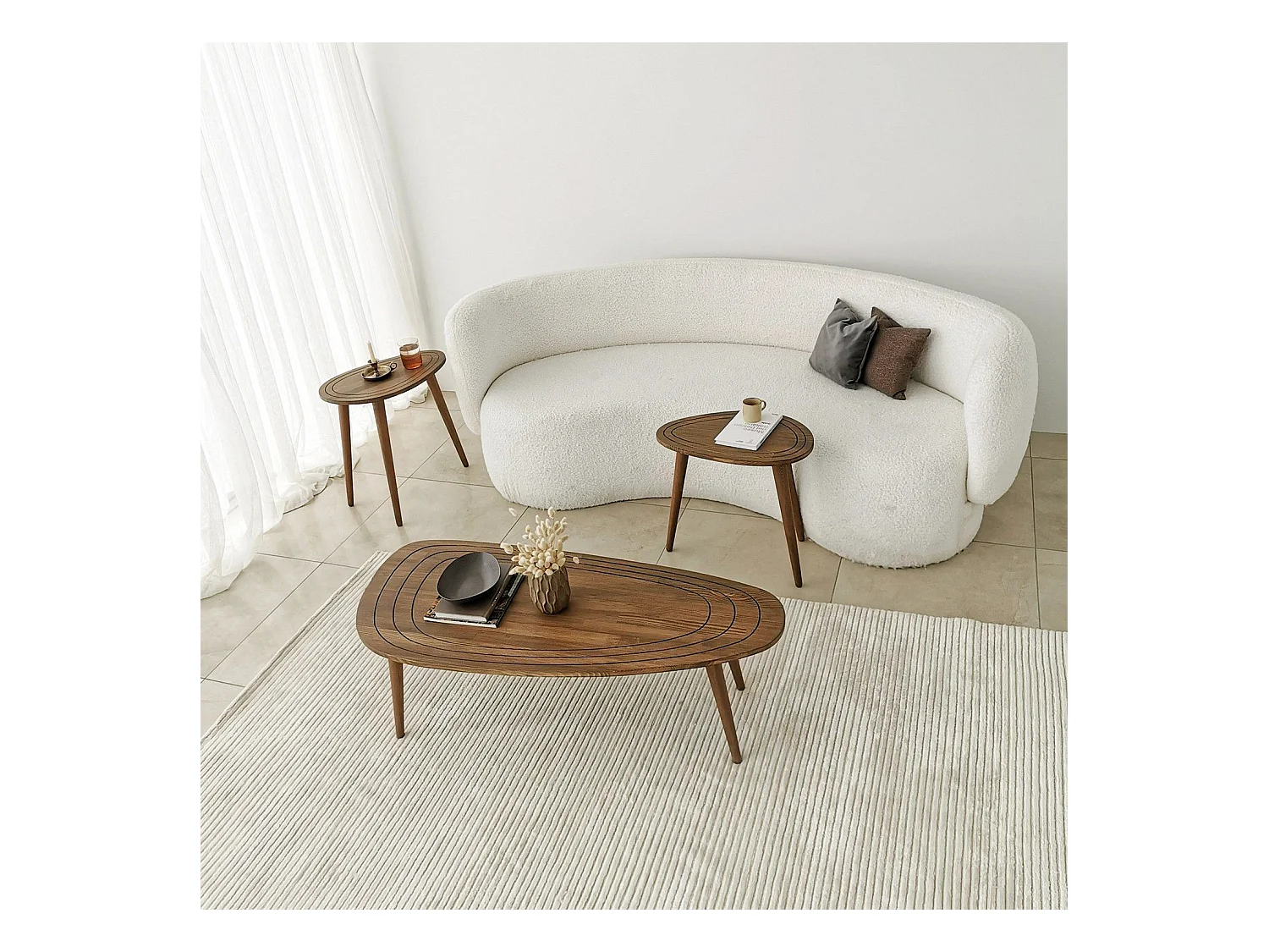 Table basse Tiki 115x50cm Bois massif foncé