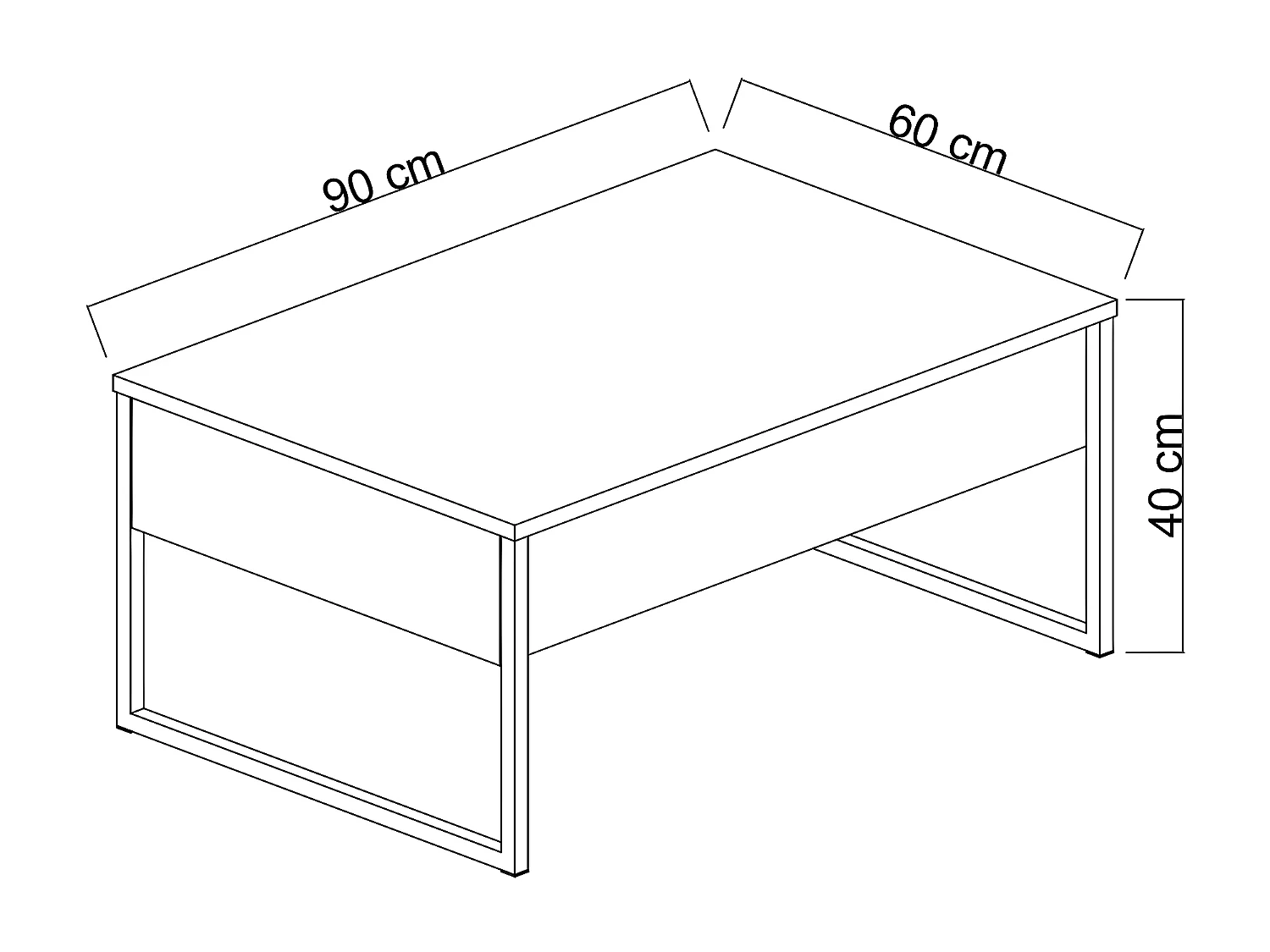 Salontafel met 2 grijze en witte melamine lades Sed 110 cm-Kleur Bruin