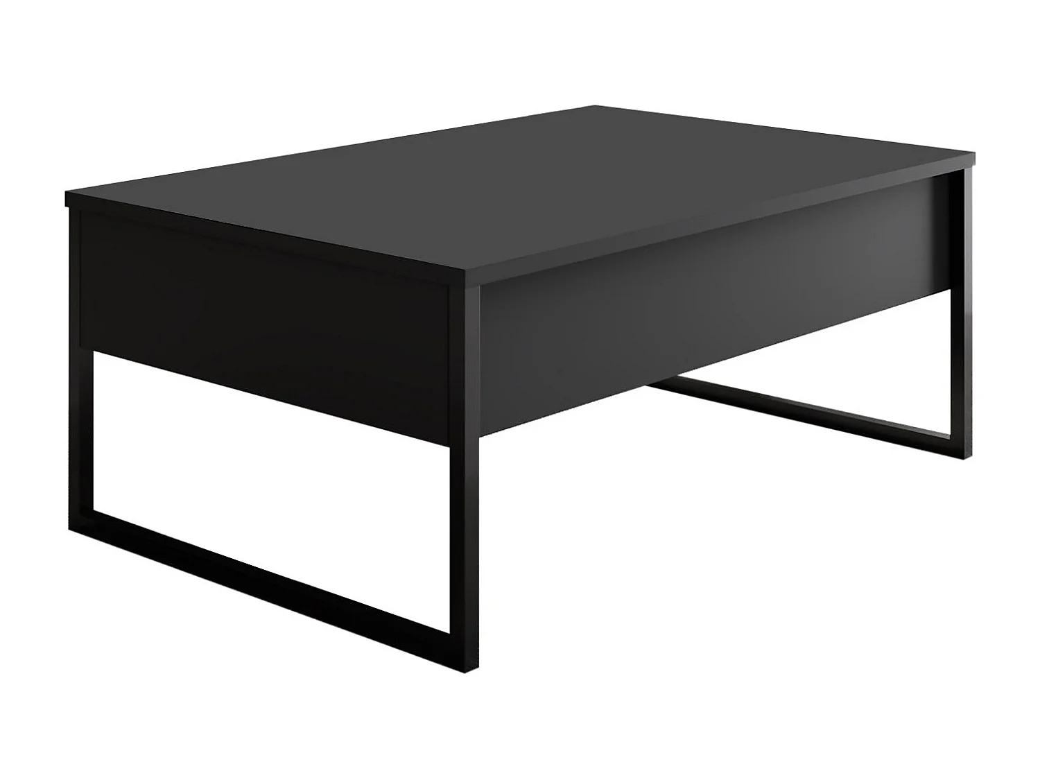 Table basse Sibylle 60x90cm Métal Noir et Bois Blanc