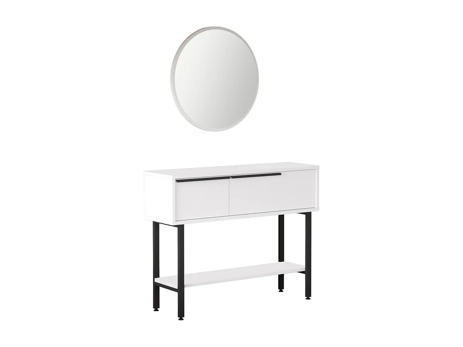 Console style industriel avec miroir Evelis Blanc