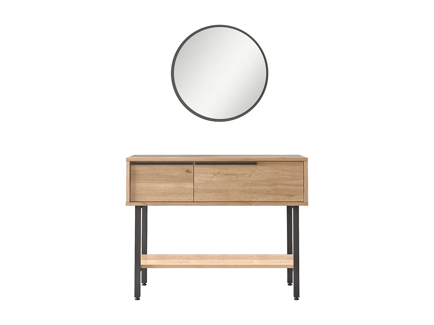 Console style industriel avec miroir Evelis Blanc