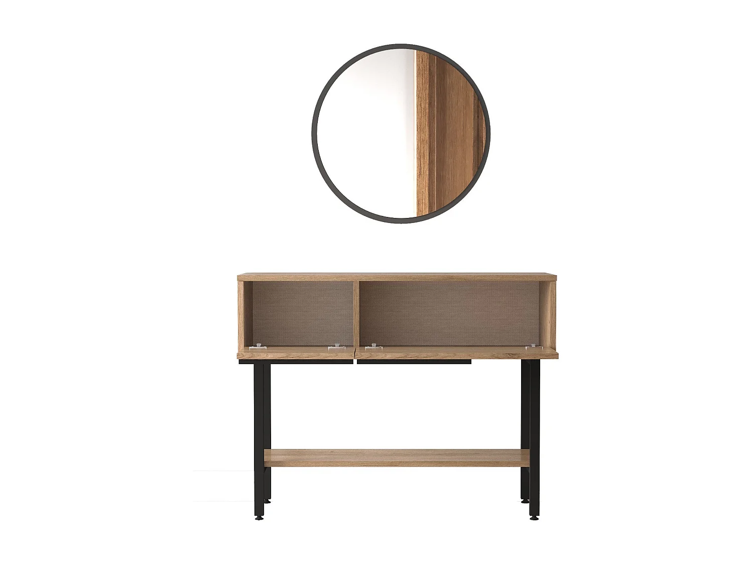 Console style industriel avec miroir Evelis Blanc