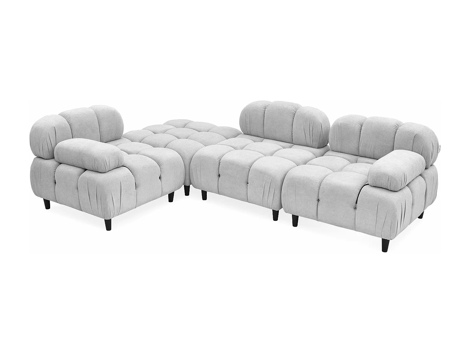 Canapé design modulable et transformable Hollywood Tissu doux Gris clair