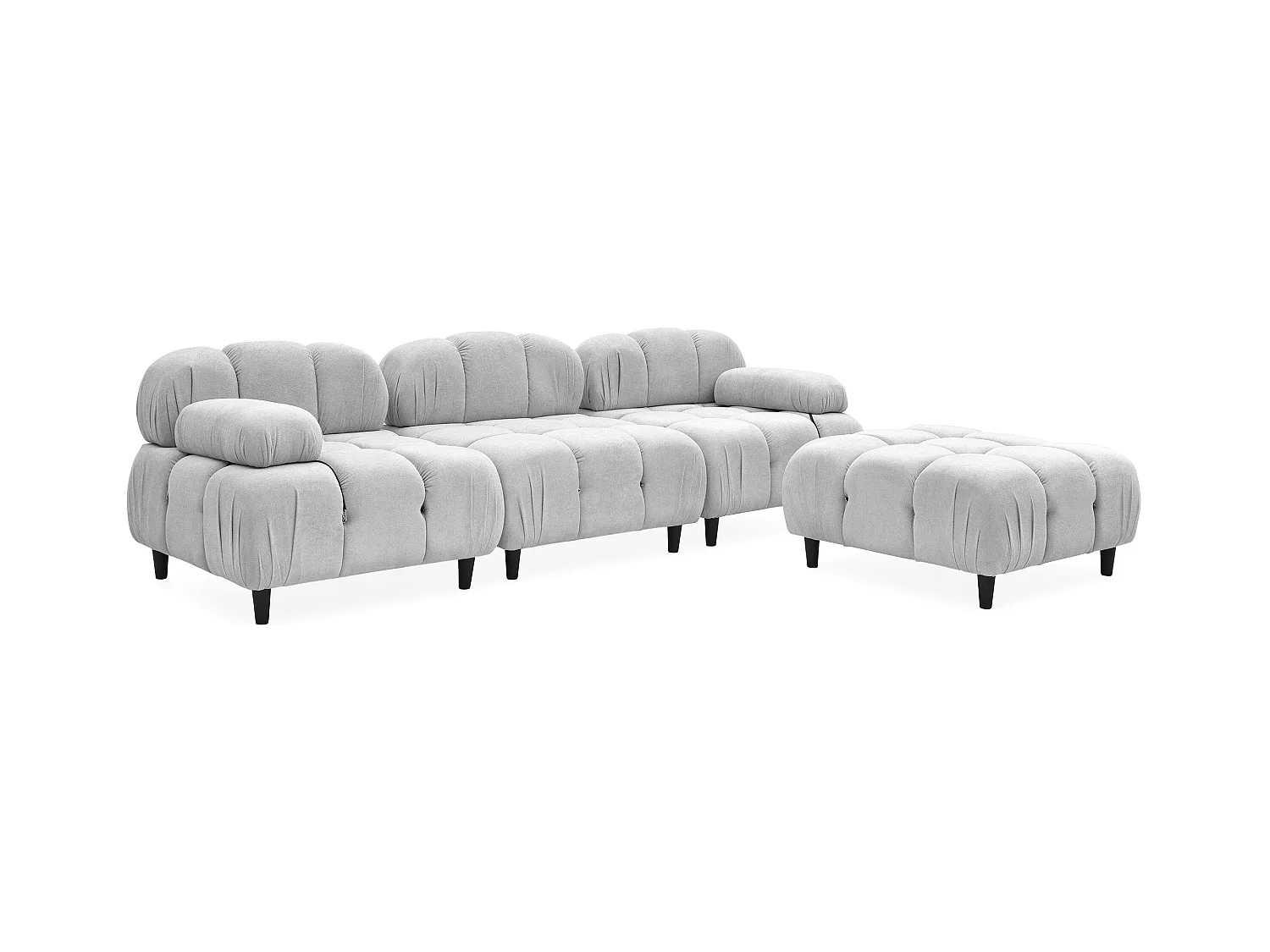 Canapé design modulable et transformable Hollywood Tissu doux Gris clair