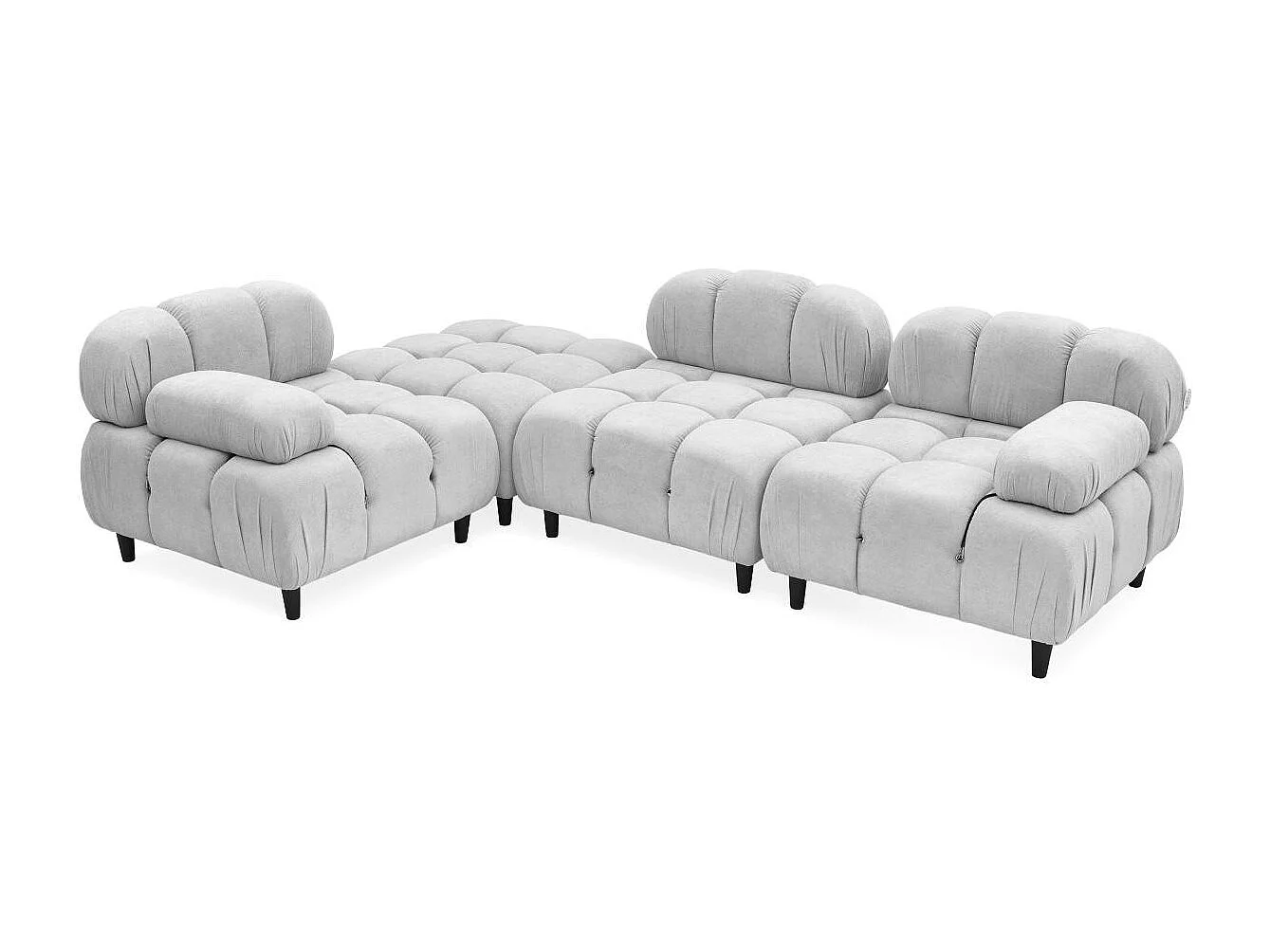 Modulare Ecksofa Hollywood Hellgrauer Luxuriöser und Bequemer Stoff