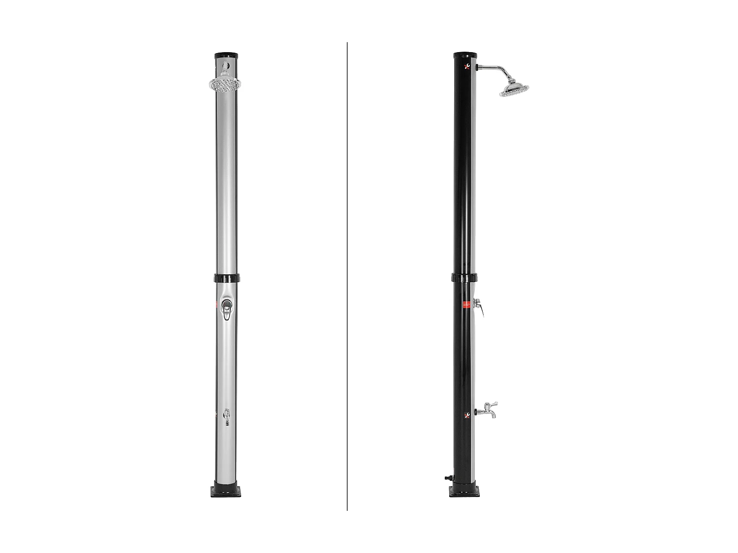 Ducha solar de jardín 20 L negro/plata cabezal ajustable grifo piscina camping