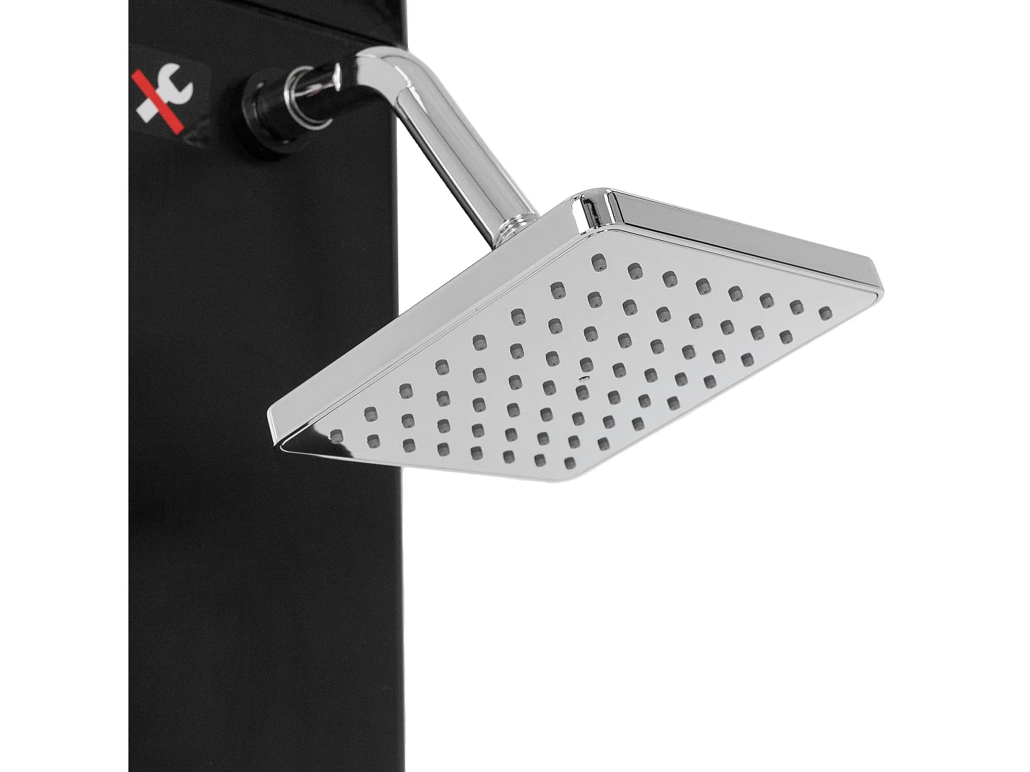 Douche solaire d'extérieur carré 40 L 217 cm + douche à pied et pomme de doucche