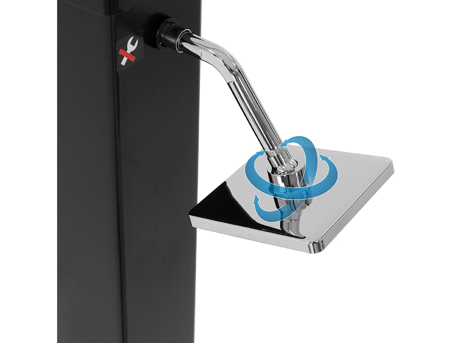 Douche solaire d'extérieur carré 40 L 217 cm + douche à pied et pomme de doucche