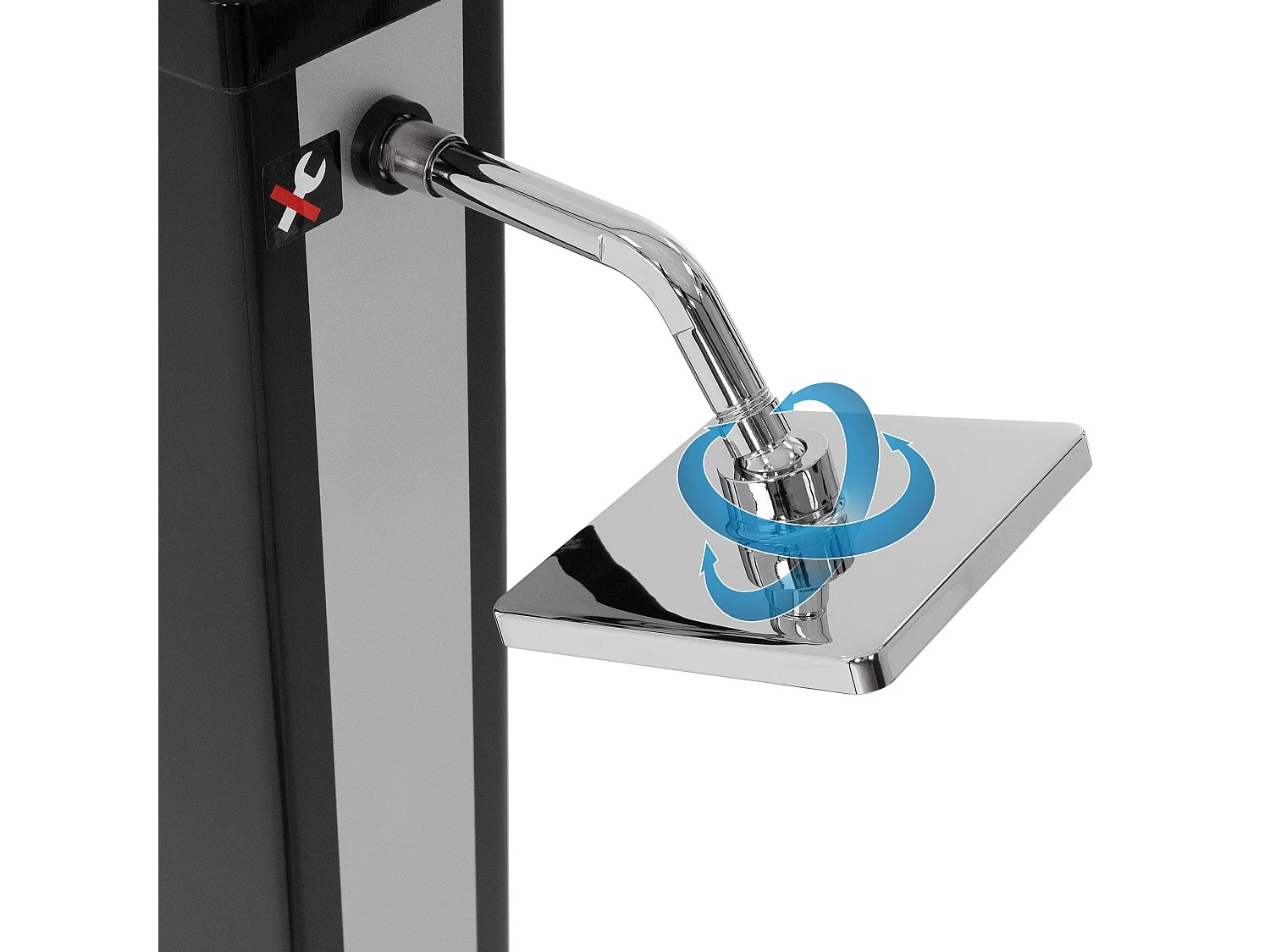 Douche solaire d'extérieur + douche à pied et pomme de douche noir/argent 40 L