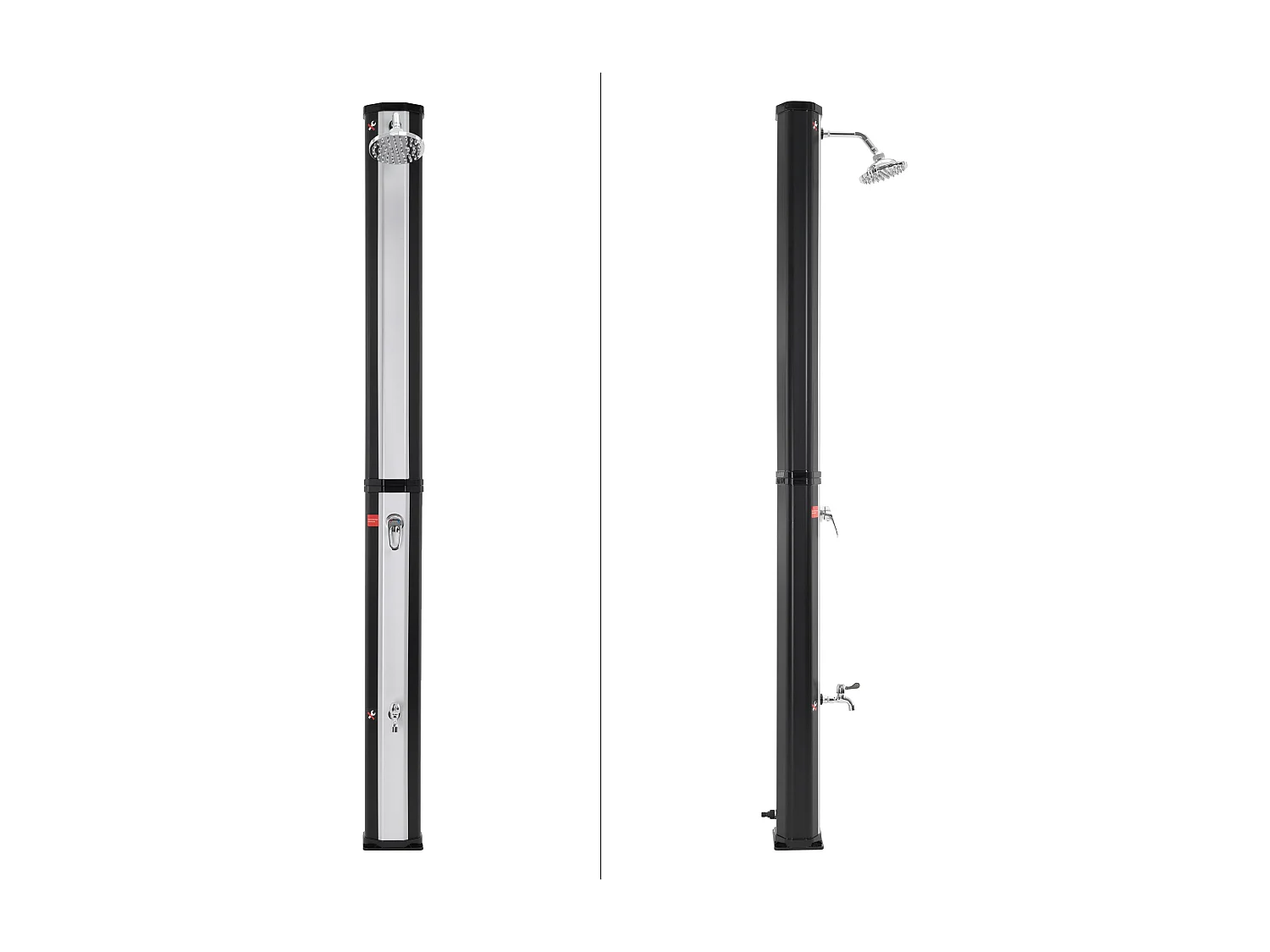 Douche solaire pour l’extérieur 35 litres noir/argent + robinet raccord eau pied