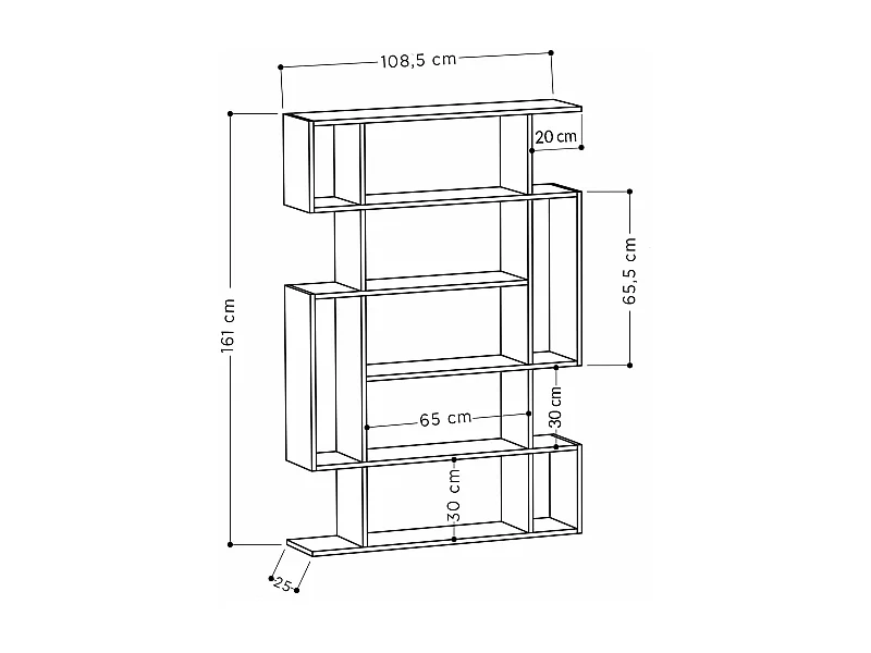 Estante moderna – 110 x 161 x 25,5 cm – Antracite e Marrom Claro – Melamina