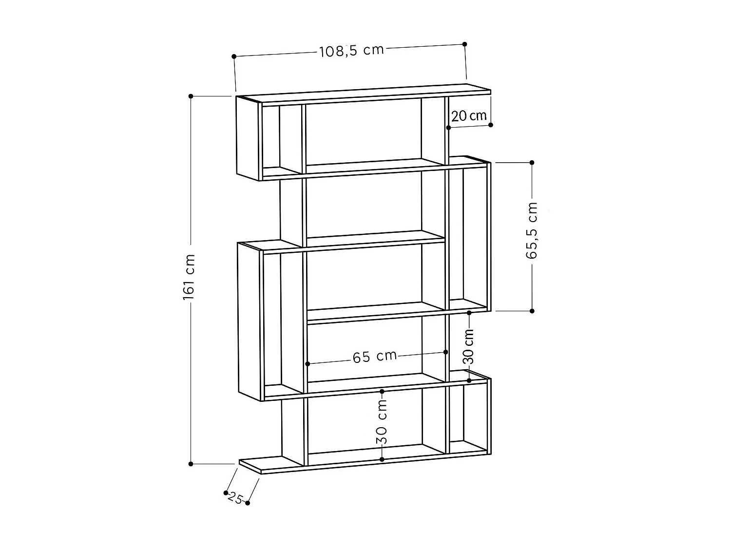 Étagère bibliothèque Yifan L108,5cm Bois Gris et Blanc