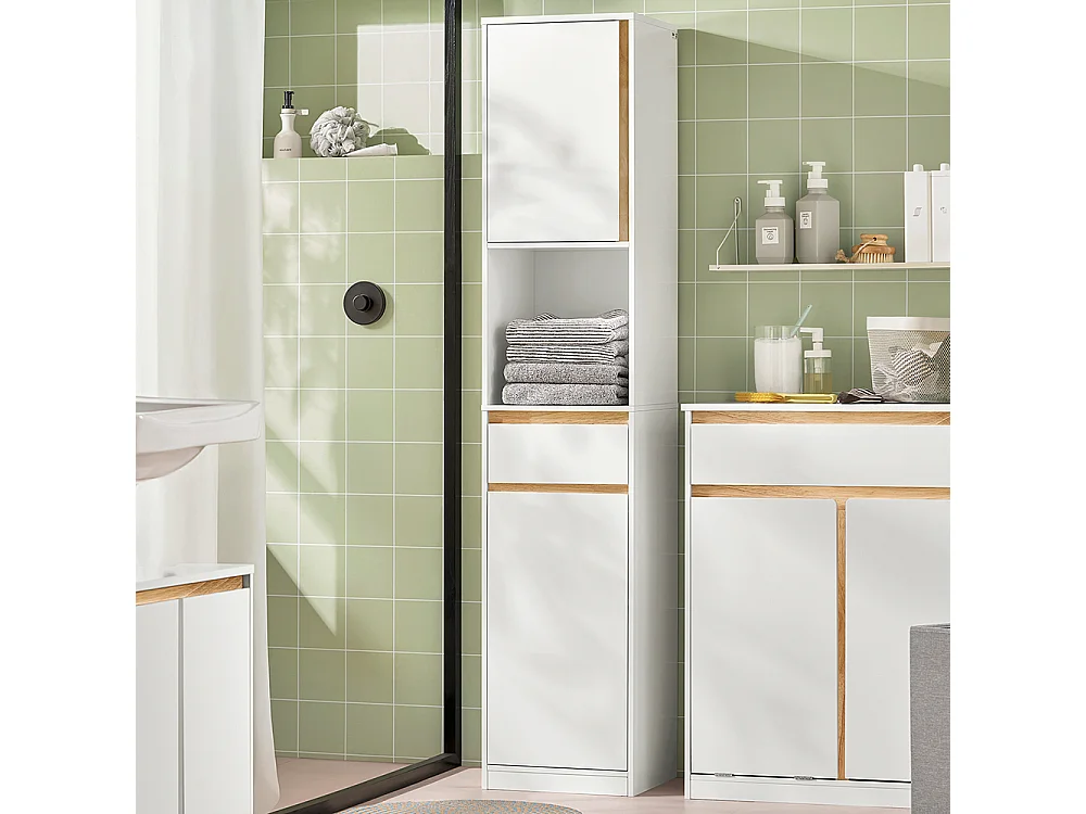 SoBuy BZR80-W Meuble Colonne Salle de Bain, Armoire de Rangement Placard de Rangement Étroite