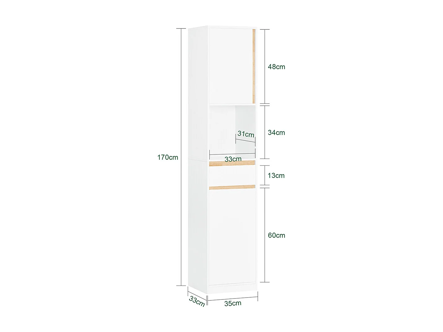 SoBuy BZR80-W Meuble Colonne Salle de Bain, Armoire de Rangement Placard de Rangement Étroite