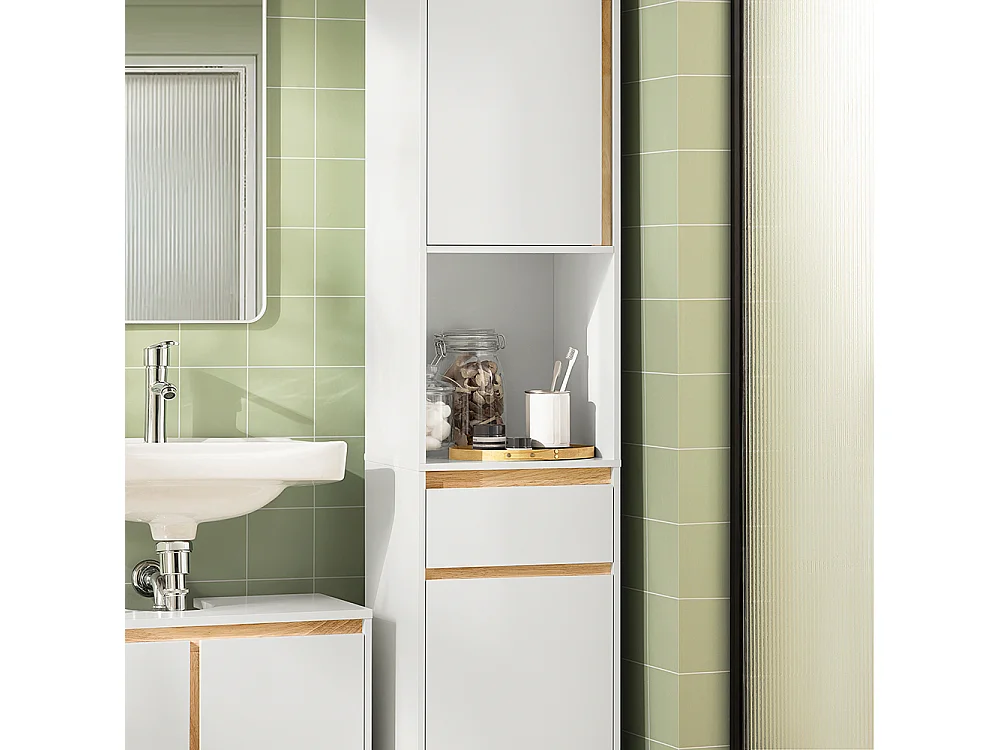 SoBuy BZR80-W Meuble Colonne Salle de Bain, Armoire de Rangement Placard de Rangement Étroite