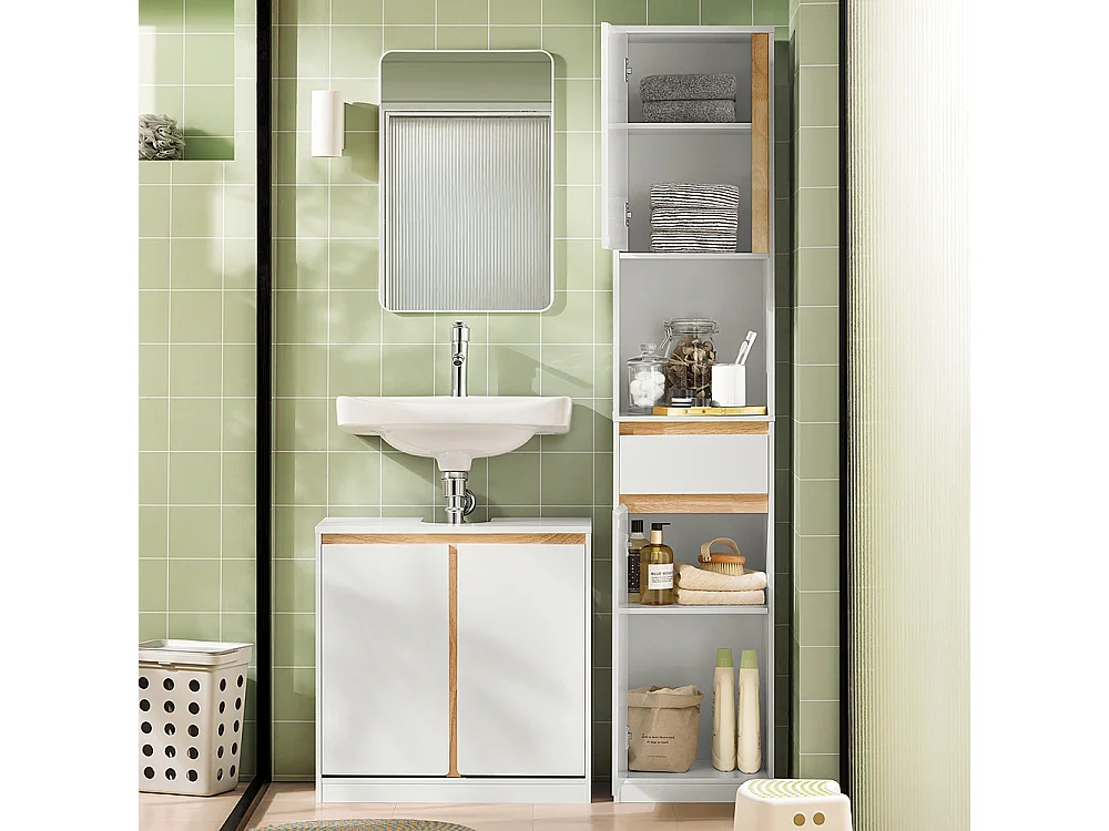 SoBuy BZR80-W Meuble Colonne Salle de Bain, Armoire de Rangement Placard de Rangement Étroite