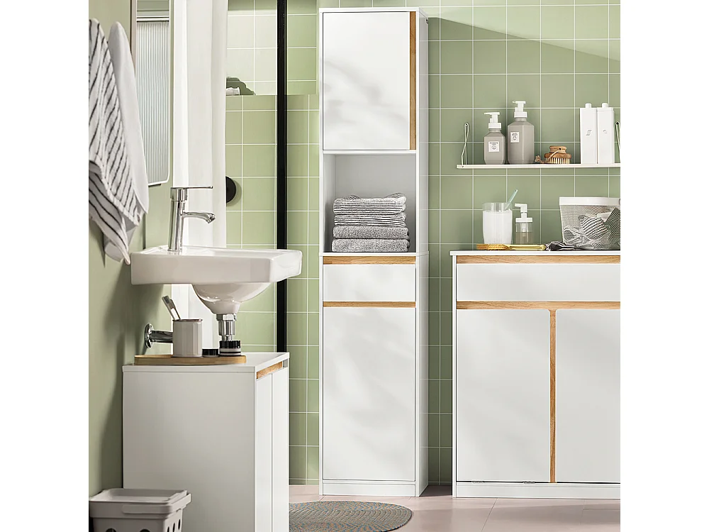 SoBuy BZR80-W Meuble Colonne Salle de Bain, Armoire de Rangement Placard de Rangement Étroite