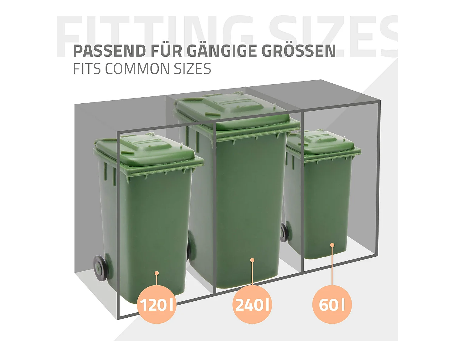 Abri pour 1 poubelle 68x80x124 cm capacité de 60L à 240L anthracite en acier avec toit pour plantes et fleurs / 1 porte résistant aux intempéries
