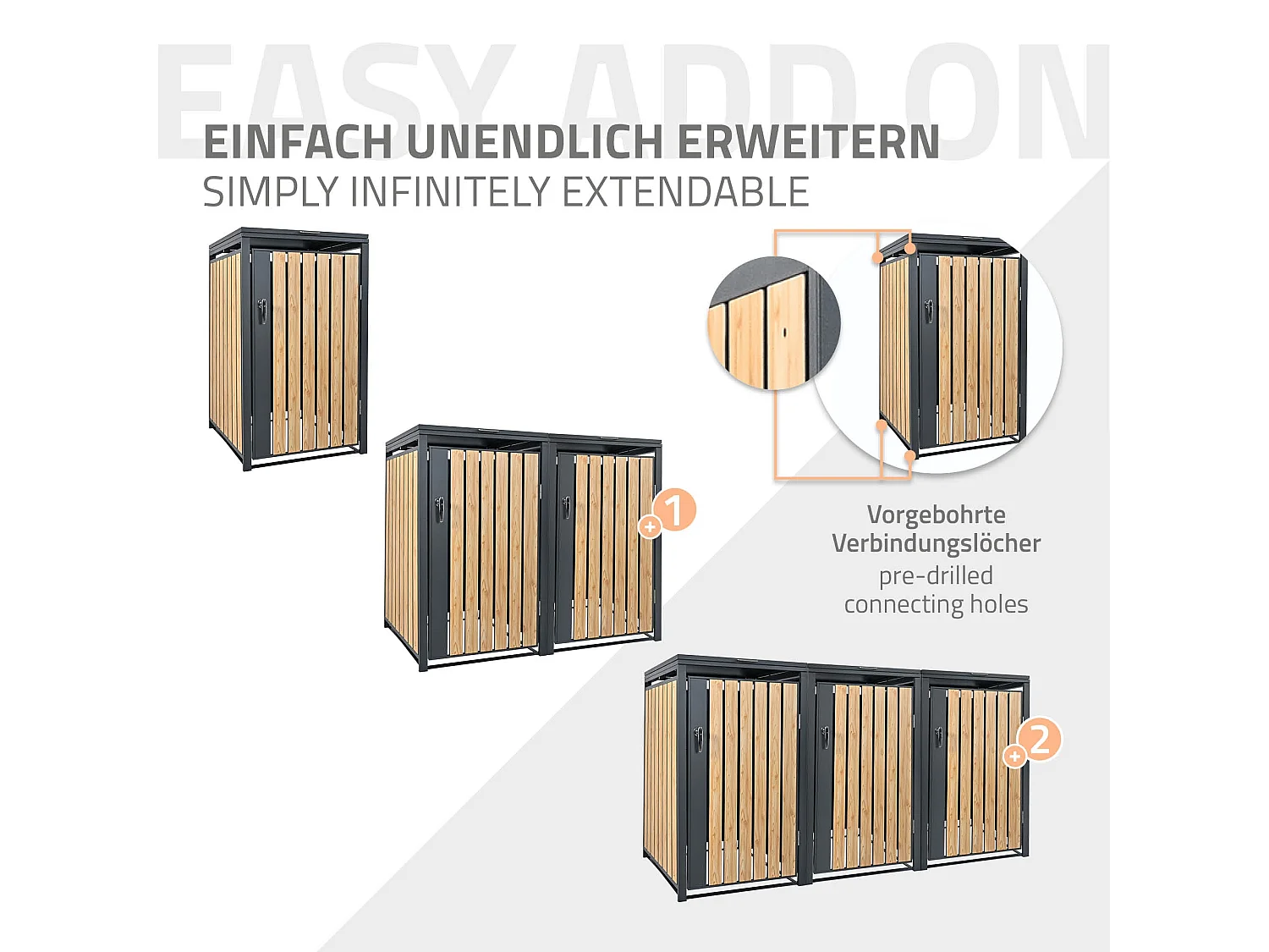 ML-Design Copribidone per 1 bidone da spazzatura rifiuti 240L 68x80x116,3 cm antracite effetto larice acciaio resistente alle intemperie richiudibile