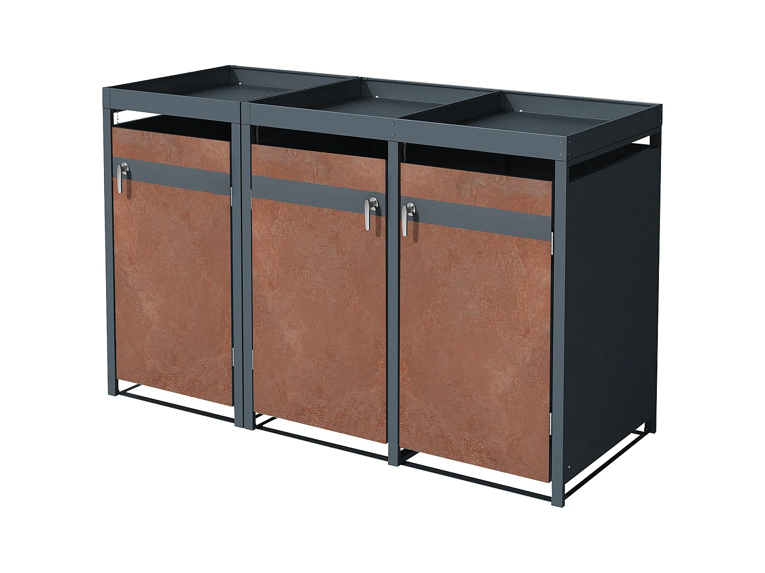 Caja para 3 cubos de basura Casa para cubos de basura Revestimiento para cubos d
