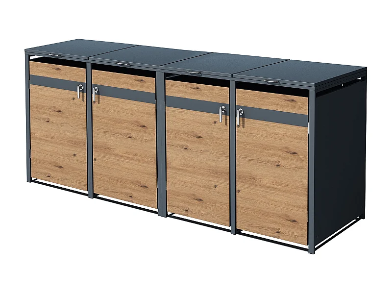 Set de 2 abris de poubelles Habillage de poubelle pour 4 poubelles 240L