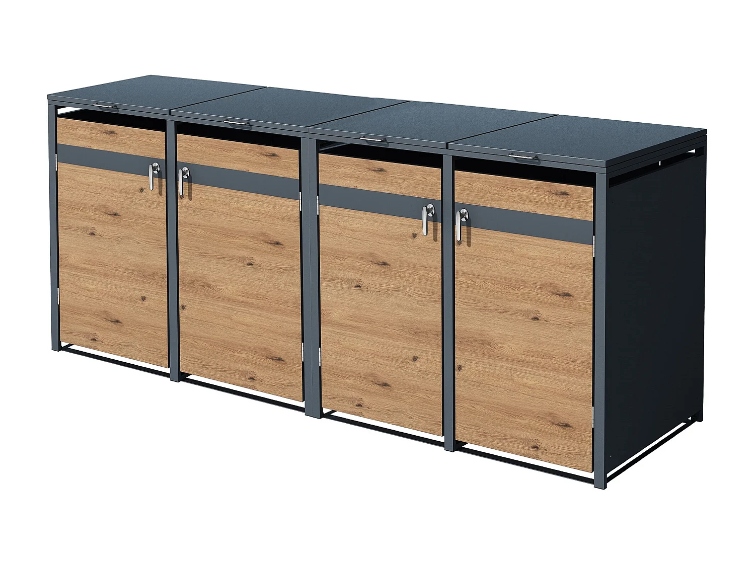 Set de 2 abris de poubelles Habillage de poubelle pour 4 poubelles 240L