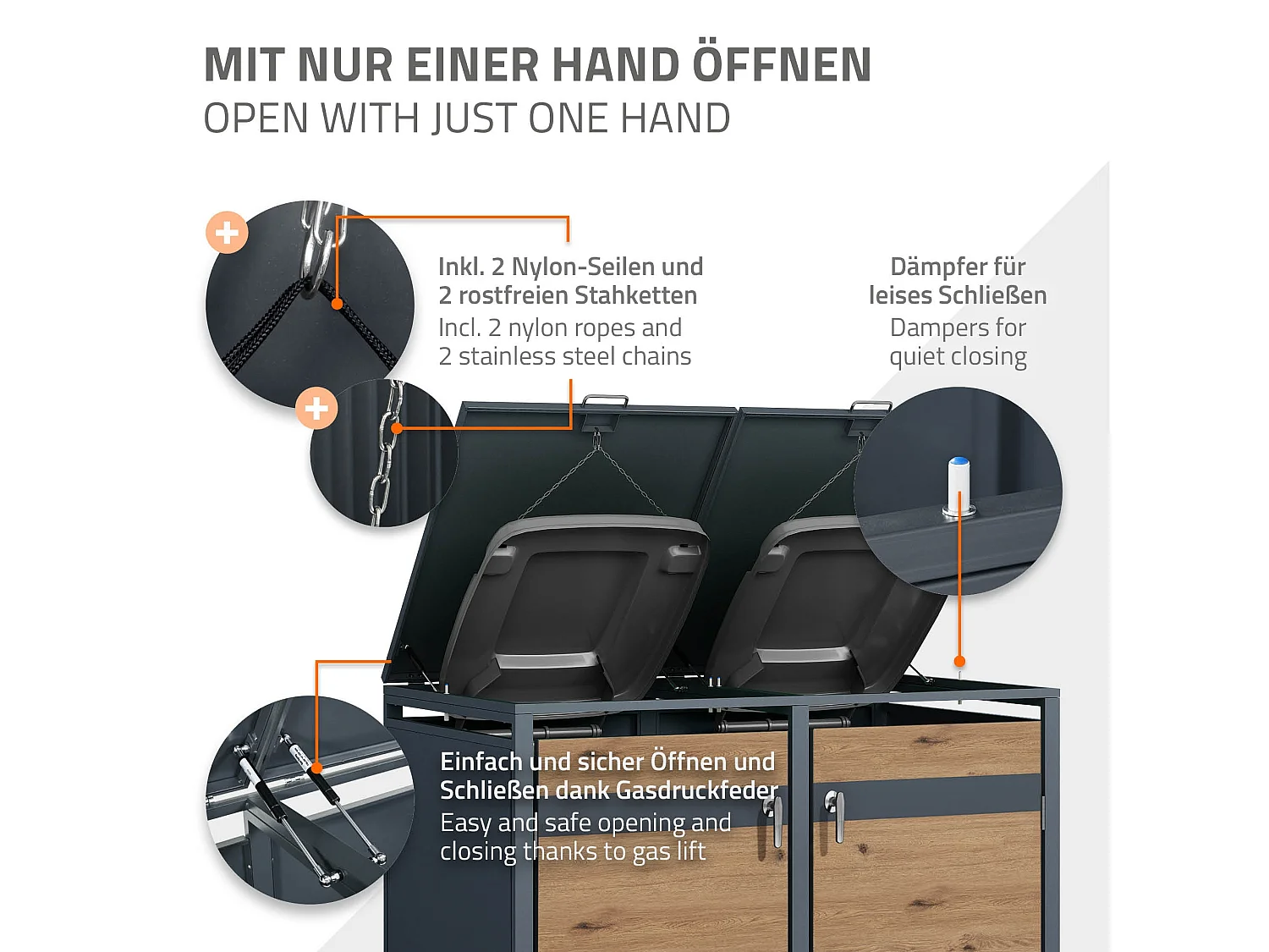 Set de 2 abris de poubelles Habillage de poubelle pour 4 poubelles 240L