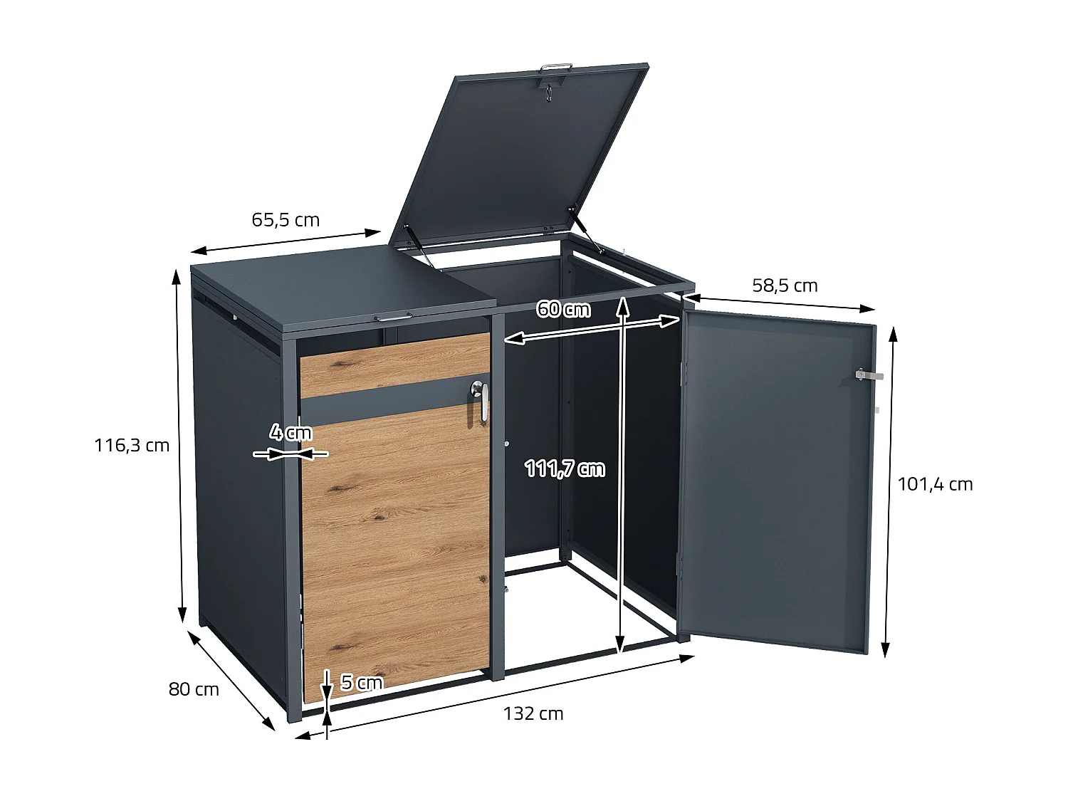 Set de 2 abris de poubelles Habillage de poubelle pour 4 poubelles 240L