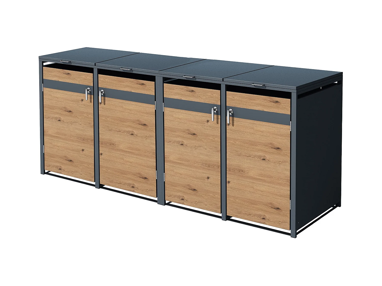 Set de 2 abris de poubelles Habillage de poubelle pour 4 poubelles 240L