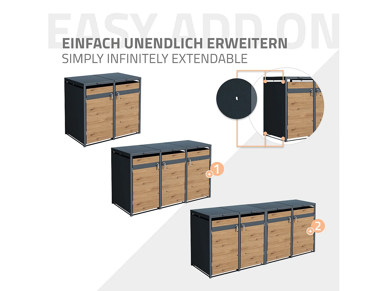 Set de 2 abris de poubelles Habillage de poubelle pour 4 poubelles 240L