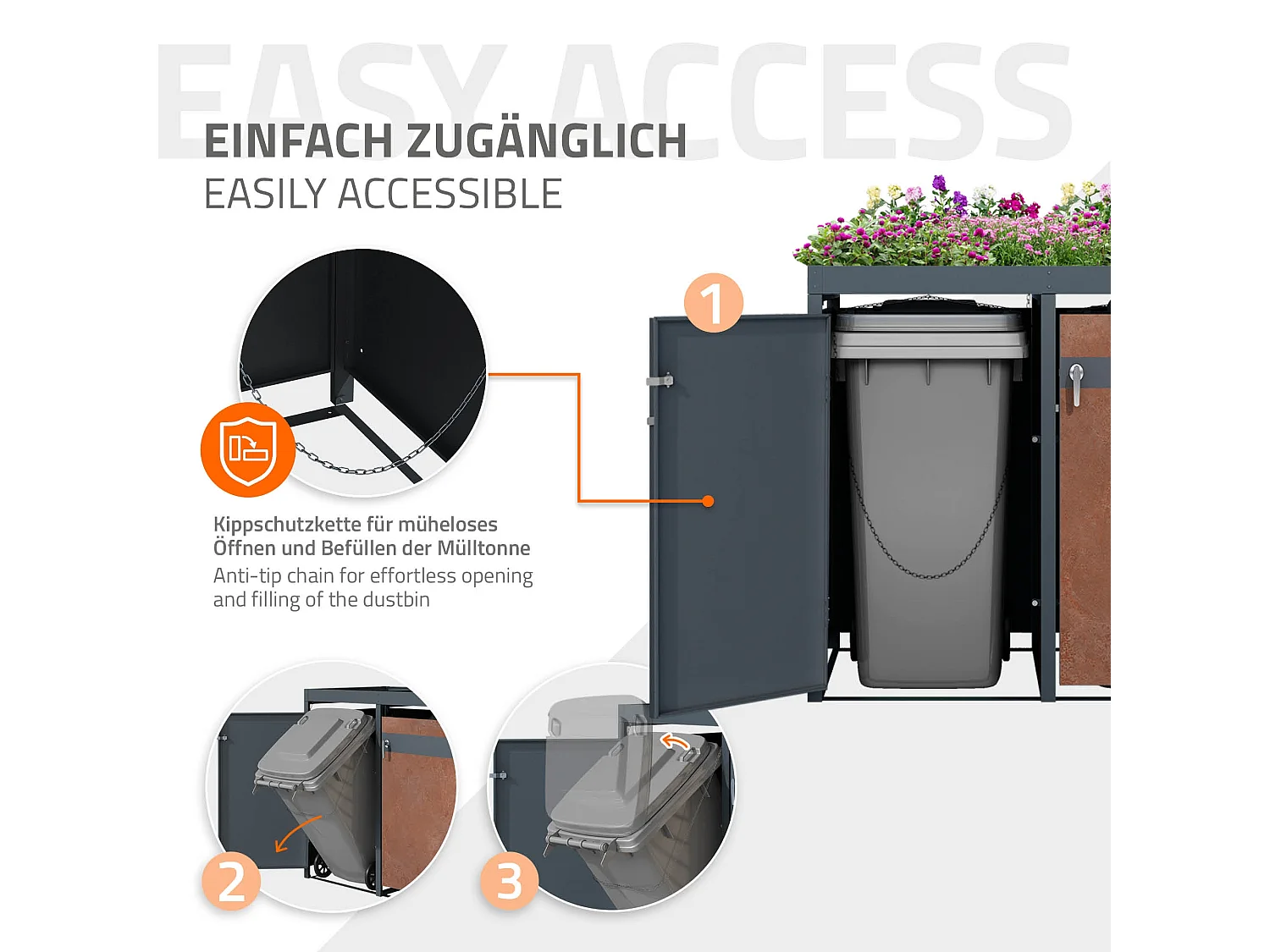 Abri pour poubelles Abri pour poubelles avec toit végétal Habillage pour 4 poubelles