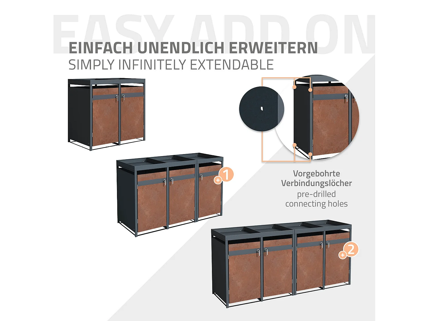 Abri pour poubelles Abri pour poubelles avec toit végétal Habillage pour 4 poubelles